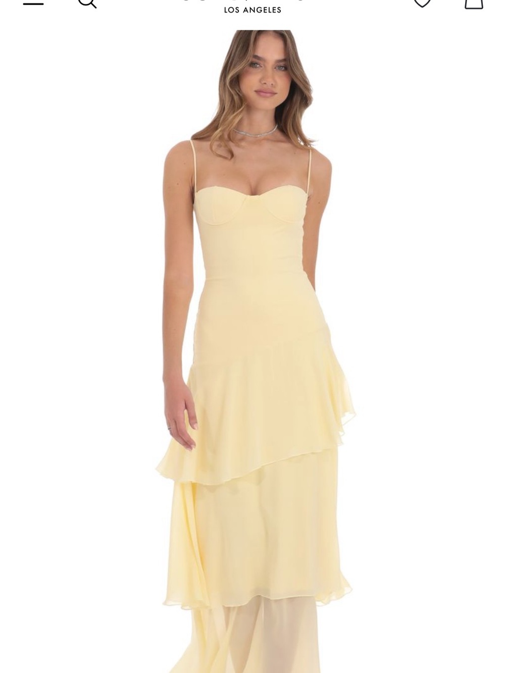 Lucy in the Sky Pale Yellow Strapless Tiered Maxi Dress